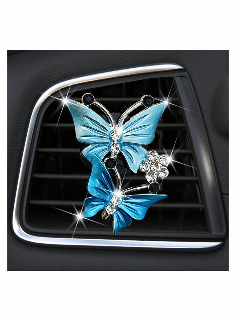 Y&D Car Air Fresheners Vent Clips, Cute Double Butterfly Diamond Rhinestone - Image 1