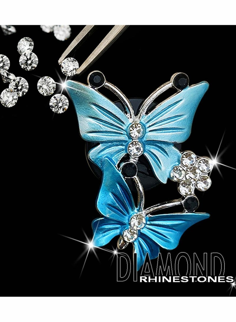 Y&D Car Air Fresheners Vent Clips, Cute Double Butterfly Diamond Rhinestone - Image 2