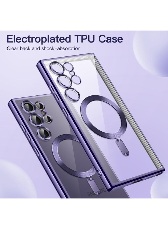 Denx Galaxy S25 Ultra Case, Magnetic Case [Compatible with Mag-safe] S25 Ultra Camera Lens Protector Slim Luxury Plating Transparent Shockproof Galaxy S25 Ultra 5G Cover 6.9 Inch (Purple) - Image 3