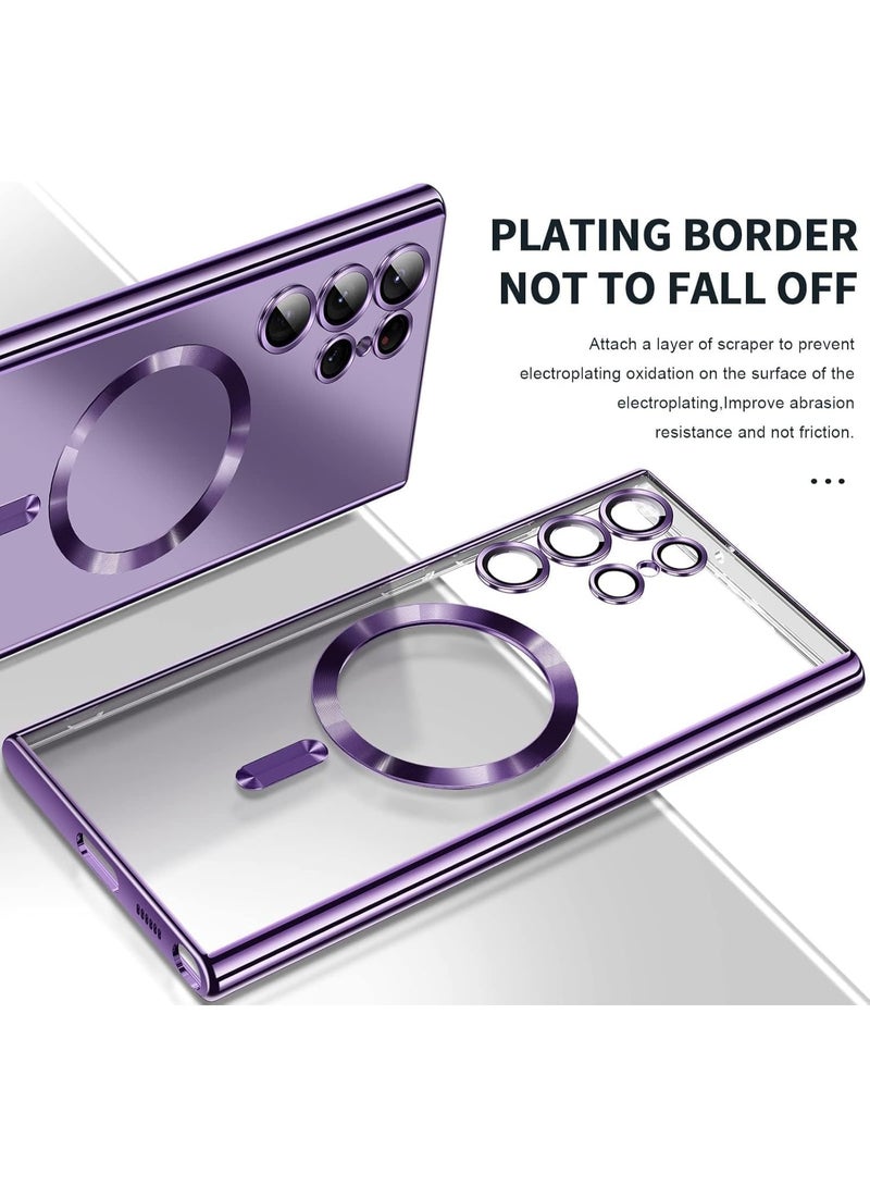 Denx Galaxy S25 Ultra Case, Magnetic Case [Compatible with Mag-safe] S25 Ultra Camera Lens Protector Slim Luxury Plating Transparent Shockproof Galaxy S25 Ultra 5G Cover 6.9 Inch (Purple) - Image 2