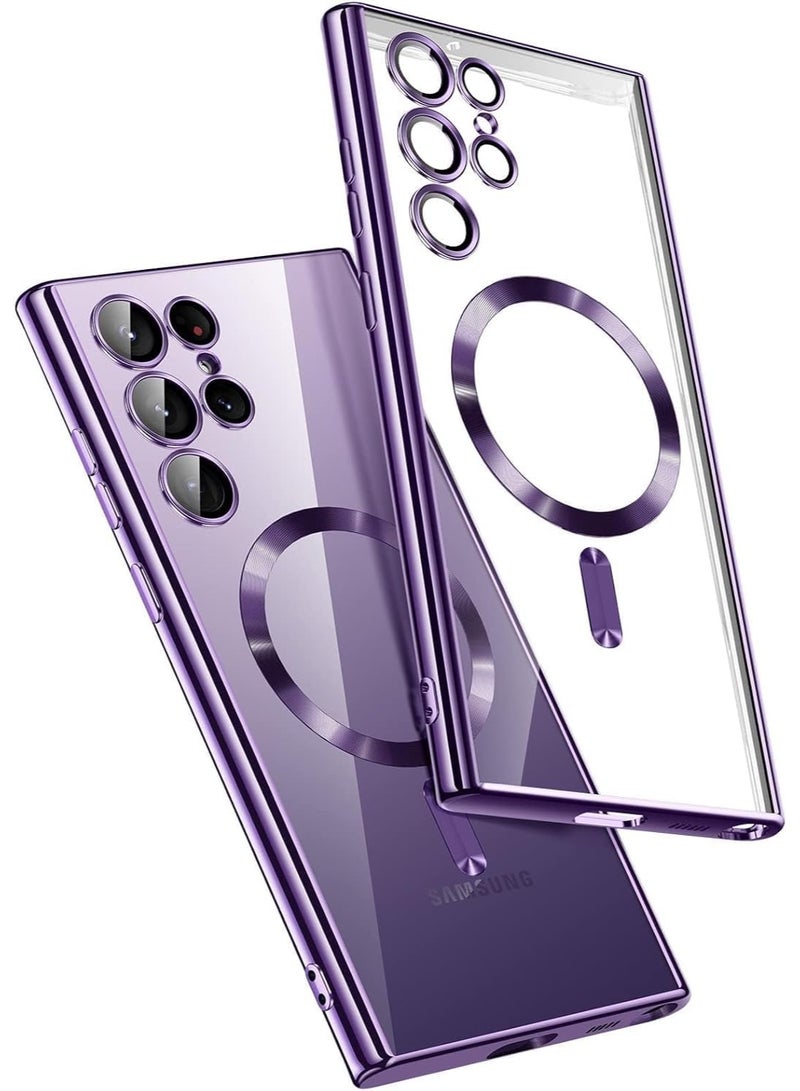 Denx Galaxy S25 Ultra Case, Magnetic Case [Compatible with Mag-safe] S25 Ultra Camera Lens Protector Slim Luxury Plating Transparent Shockproof Galaxy S25 Ultra 5G Cover 6.9 Inch (Purple) - Image 1
