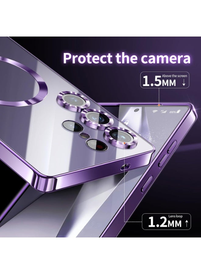 ACLIX Magnetic Case for Samsung S25 Ultra, Case Clear, [Compatible with Magsafe, Built-in Camera Lens Protector] | Deep Purple - Image 4
