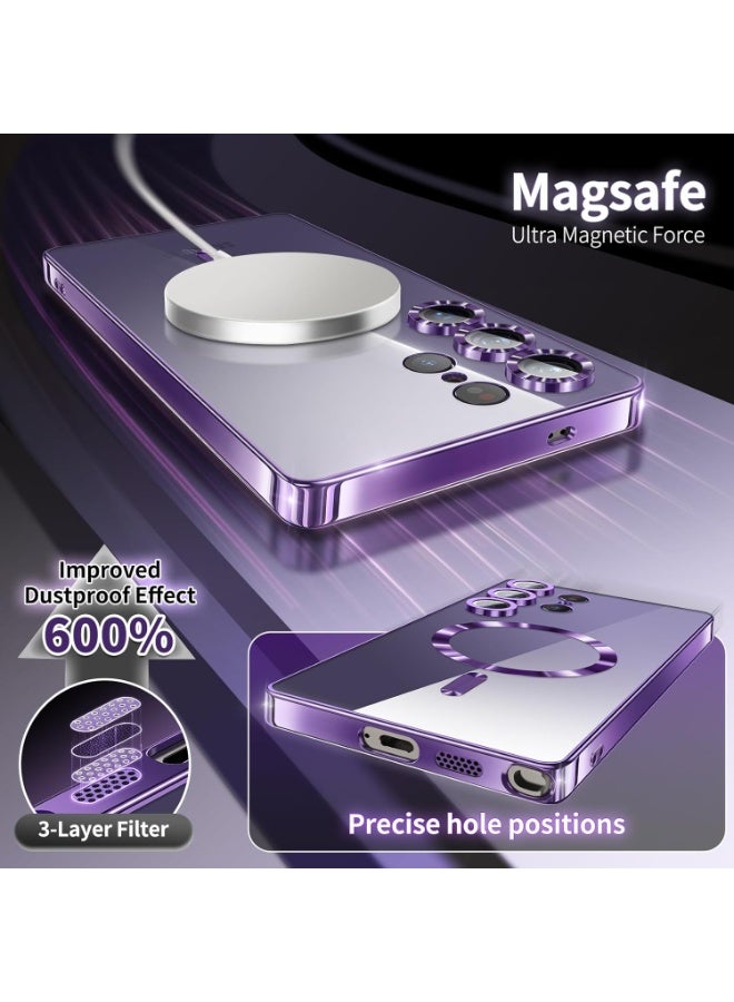 ACLIX Magnetic Case for Samsung S25 Ultra, Case Clear, [Compatible with Magsafe, Built-in Camera Lens Protector] | Deep Purple - Image 5