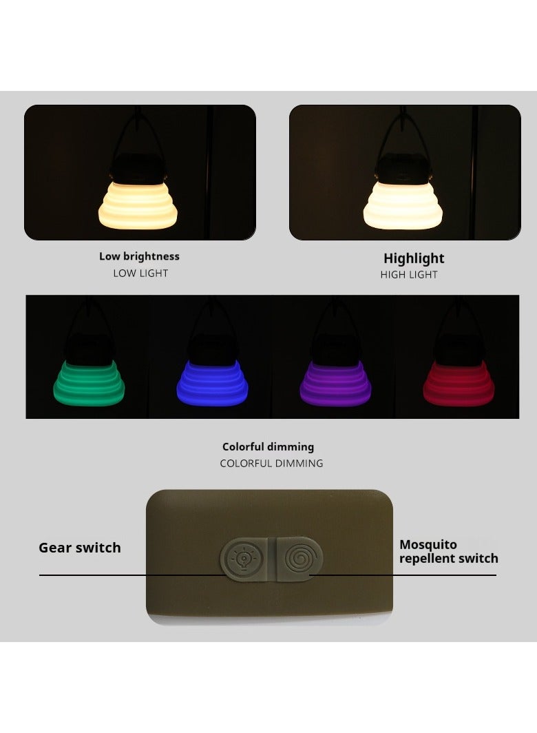 【Portable Camping Lantern】 Rechargeable LED Light with 7-Color Mood Lighting & Mosquito Repellent, Waterproof Emergency Power Bank for Outdoor, Hiking, Tent & Survival Gear - Image 5