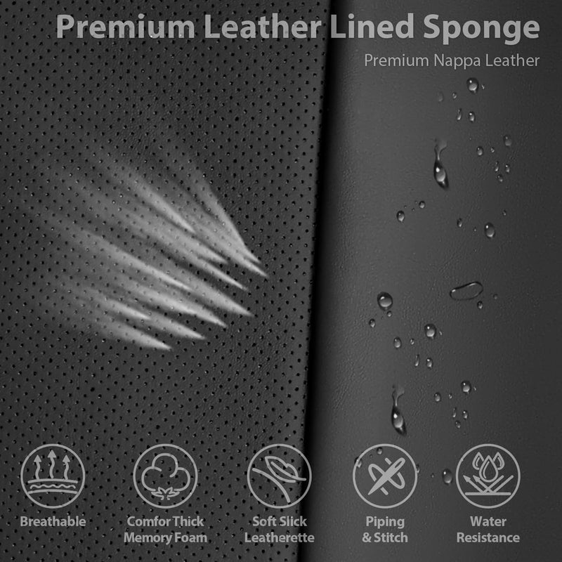 CAR PASS Back Car Seat Covers, Water Resistant Nappa Leather Rear Bench Seat Cover Universal Fit for Cars, SUVs, Vans, Trucks, Automotive Backseat (Rear, Black) - Image 2