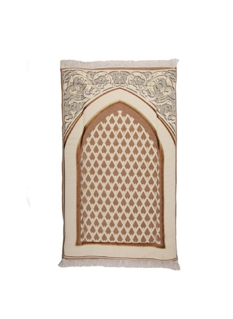 Printed Elegant Design Rectangular Memory Foam Prayer Mat Brown and Beige 2.5 x 70 x 110 cm 800100115