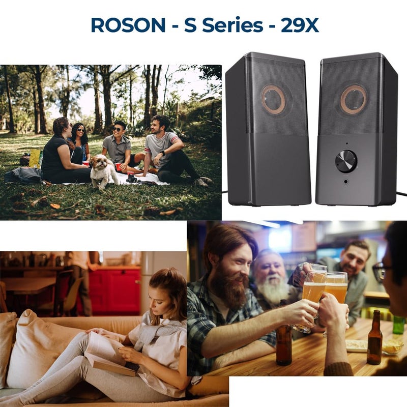 ROSON Computer Speaker, Compact Size Speaker with Headphone Jack, Enhanced Bass and Volume Control, Stereo 2.0 USB Powered 3.5mm Aux Multimedia Speakers for Laptop/Desktop/Tablets/Phone - Image 5