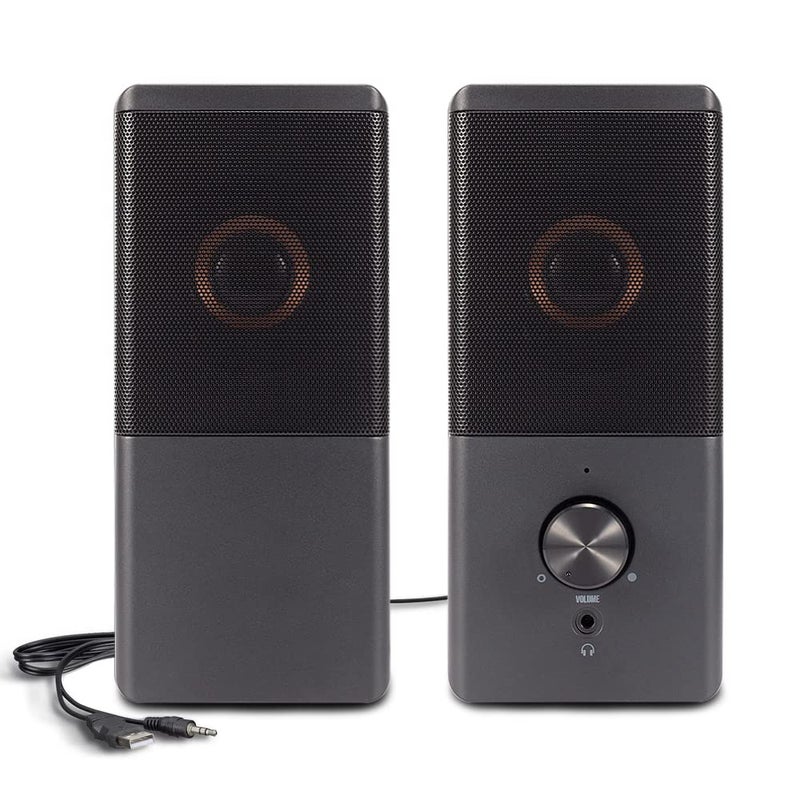 ROSON Computer Speaker, Compact Size Speaker with Headphone Jack, Enhanced Bass and Volume Control, Stereo 2.0 USB Powered 3.5mm Aux Multimedia Speakers for Laptop/Desktop/Tablets/Phone - Image 1