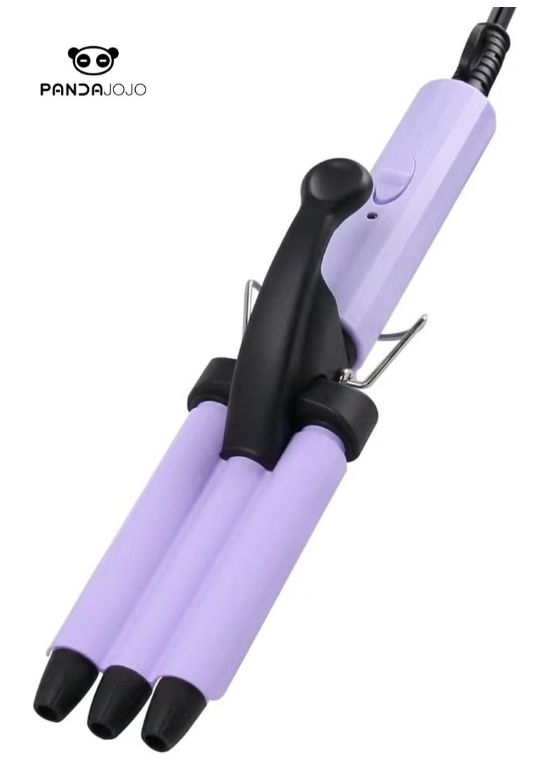 PANDA JOJO Mini Hair Crimper, 15mm Beach Waves Curling Iron, Hair Waver for Short and Medium with 3 Ceramic Barrels, Home and Travel Friendly Crimper Hair Tool, Dual Voltage, 392℉ Fast Heating - Image 1