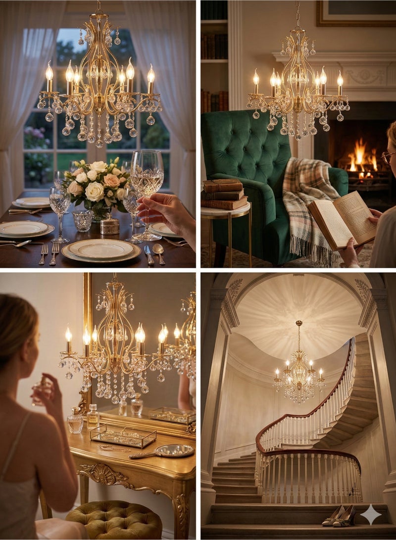 Kandil Egypt كريستال نجفه 6 ذراع ياء كوشه معدل (كود 3145)(سولتيرجولد) | نجفة كريستال ذهبية فاخرة، إضاءة سقف مودرن - Image 2