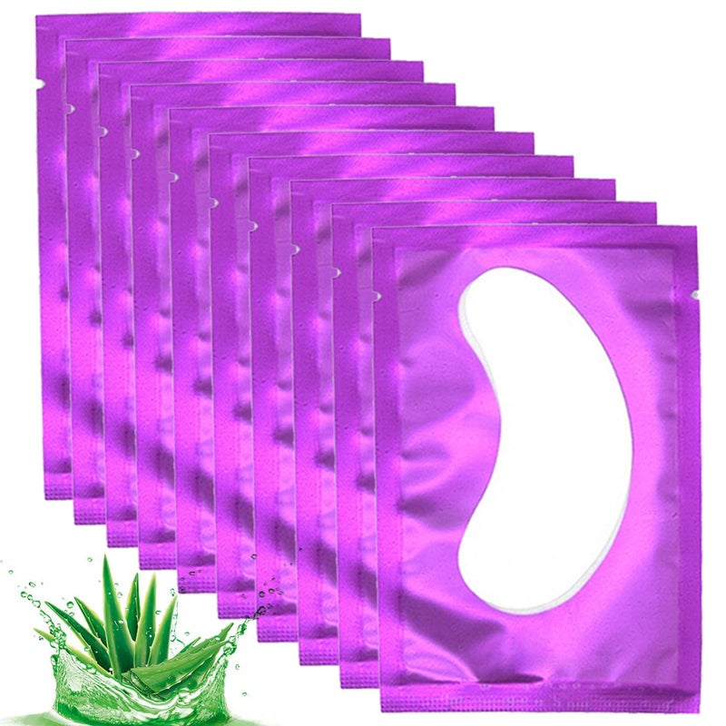 kovko 50 Pair Under Eye Pads, Eyelash Extension Lint Free Gel Patches for Beauty Salon False Eyelash Extensions Grafting (purple) - Image 1