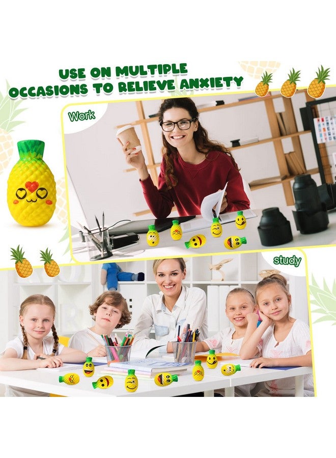 Lewtemi 30 Pieces Pineapple Stress Ball Smile Fruit Stress Ball With Emotions Squishy Toy Pineapple Fidget Toys Party Favors For Adults Teens Finger Exercise Anxiety Relief Party Supplies - Image 4