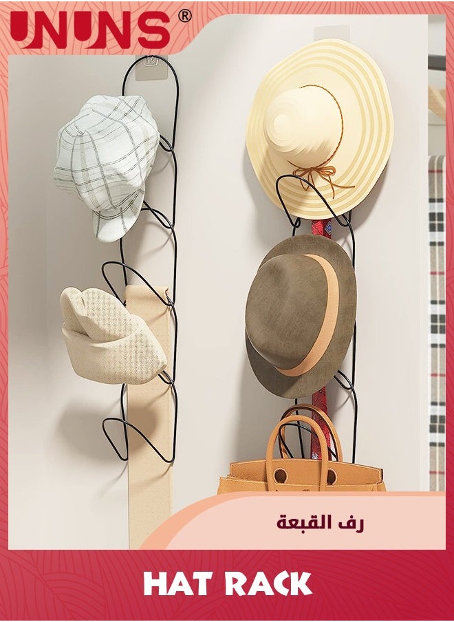 UNUNS 10 Pack Hat Rack,Closet Hanging Baseball Cap Display Storage Rack For Scarves Handbags Towels Clothes Ties,Over Door Wall Mounted  Hanging Hook Black  - Image 4