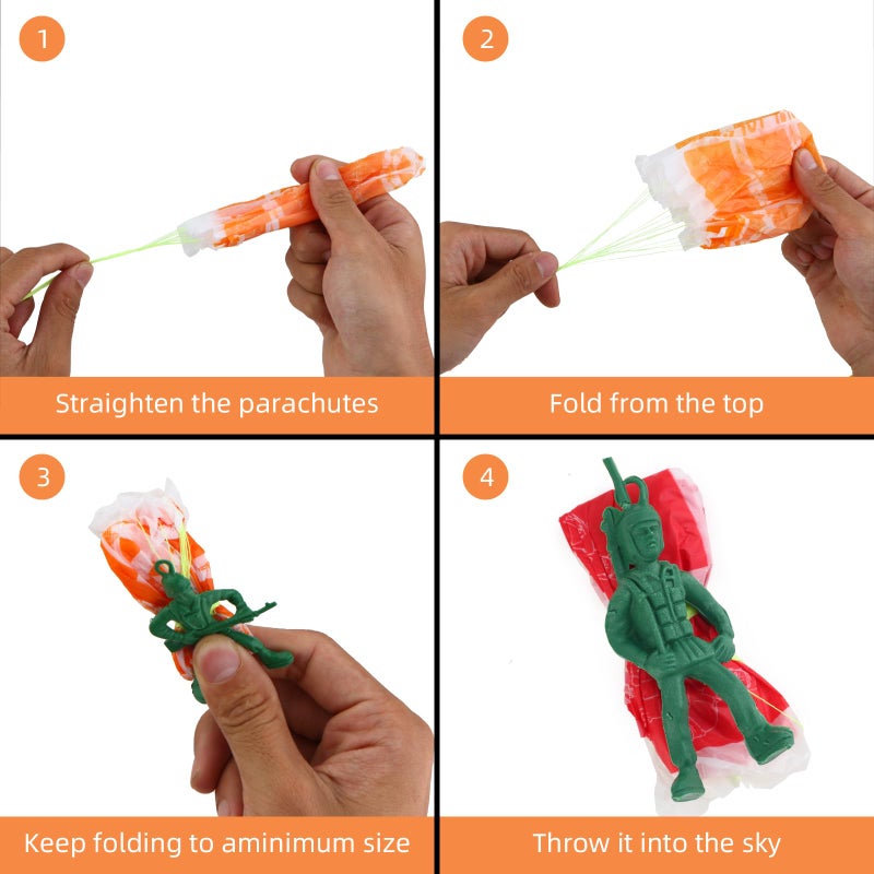 Manmel 40PCS Parachute Toy, Outdoor Flying Toy for Kids 3 4 5 6 7 8 9, Mini Paratroopers Army Parachute Flying Throwing Outside Toys for Toddlers, Boys, Girls, Party Favors, Goodie Bag Stuffers - Image 4
