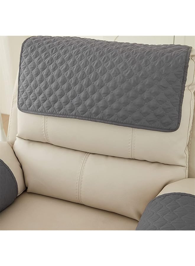 إيروريكس غطاء مسند ذراع الأريكة، غطاء مسند رأس لكرسي الاستلقاء، غطاء ذراع كرسي بذراعين، غطاء كرسي بذراعين، واقي أثاث مبطن غير قابل للانزلاق للحيوانات الأليفة، أريكة جلدية، 3 مقاعد، 5 قطع، رمادي غامق - Image 3