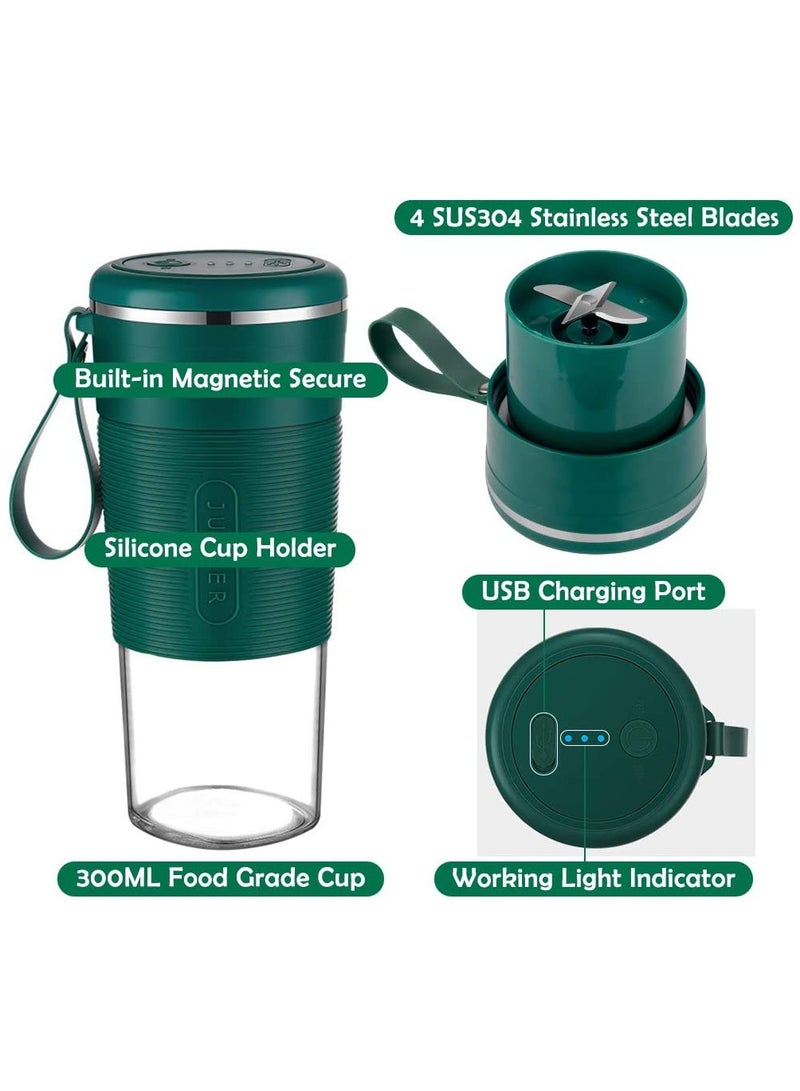 SYOSI Portable Blender Cup 300 ML Personal Blender Smoothie Maker Make Healthy Smoothies for Travel Sports Kitchen Juicer with Stainless Steel Two blade Cutter Head Fruit Juice Mixer Battery Powered - Image 3