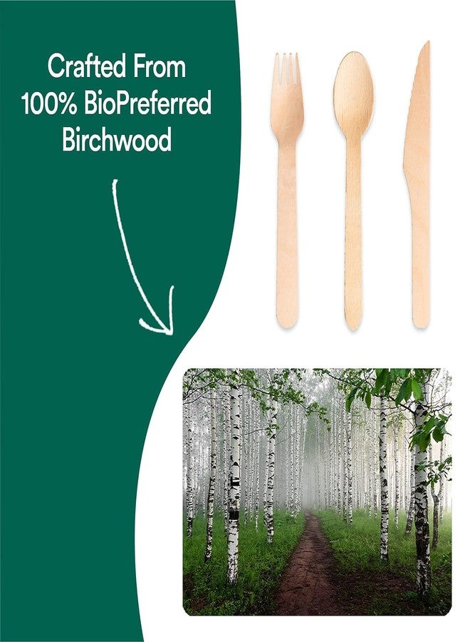 Kunya® 160mm Disposable Spoons & Forks Set | Wooden Dining Flatware | Ideal for Kids Birthday, Wedding & Party (100) - Image 3