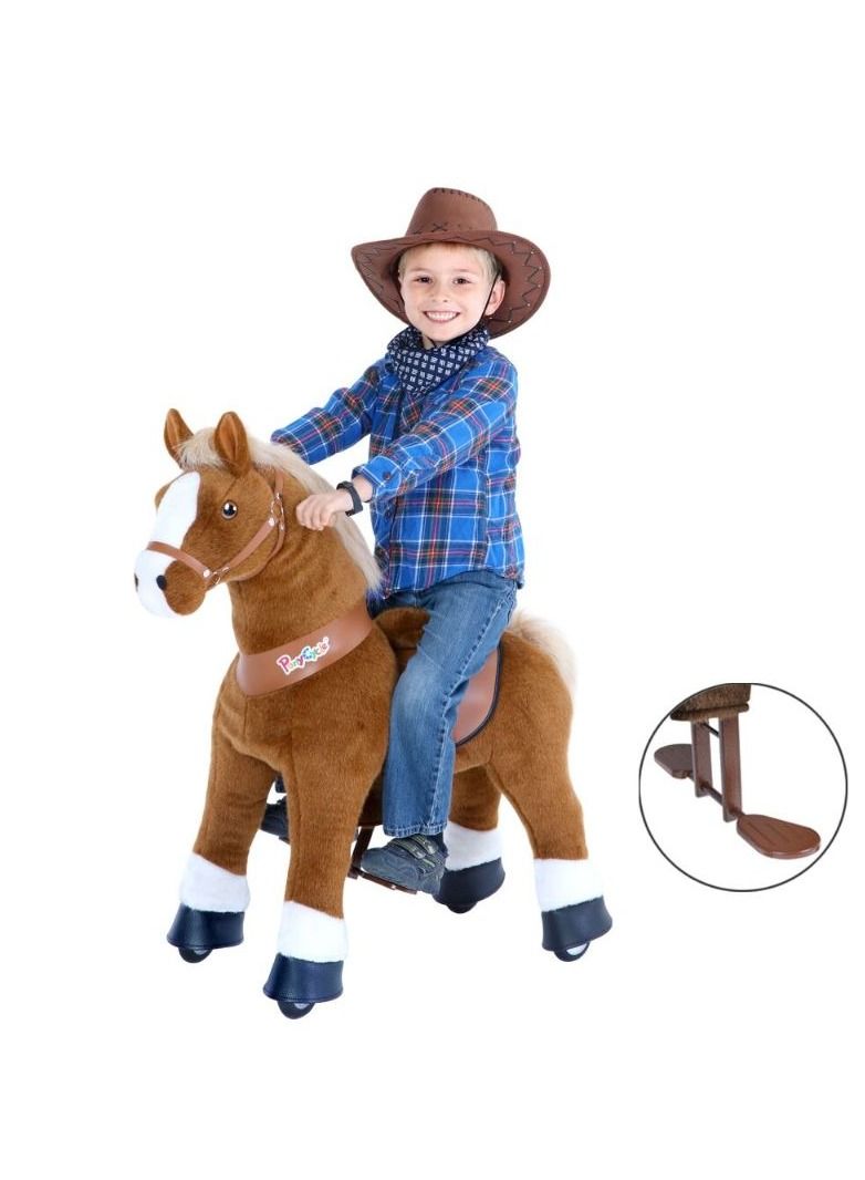 PonyCycle Official Licensed Kids Riding Horse Toy No Battery No Electricity Indoor and Outdoor best Gift for Kids 3 to 5 years - Small Brown - Image 1