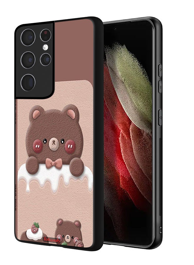 Tolwak Samsung Galaxy S21 Ultra 5G Protective Case Cover Bear Strawberry - Image 1