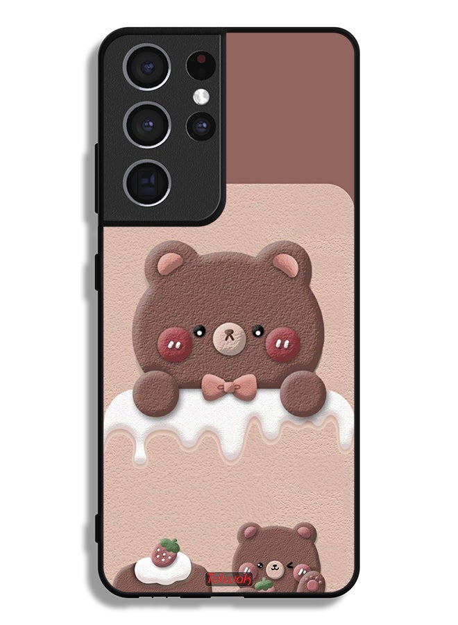 Tolwak Samsung Galaxy S21 Ultra 5G Protective Case Cover Bear Strawberry - Image 3