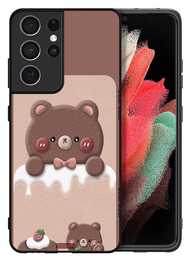 Tolwak Samsung Galaxy S21 Ultra 5G Protective Case Cover Bear Strawberry - Image 2