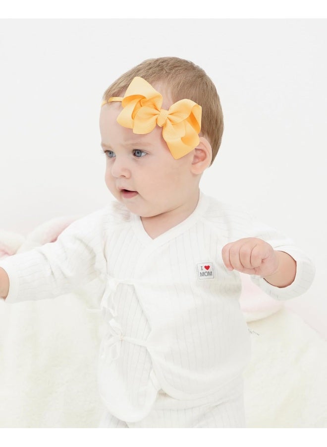 jollybows jollybows 40pcs 4inches Baby Girls Grosgrain Ribbon Hair Bows Headbands Nylon Elastic Hair Band Hair Accessories for Infants Newborn  - Image 5