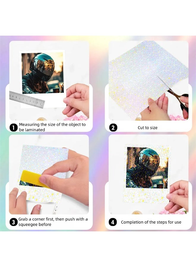 50pcs Holographic Cold Lamination Sheets A4 – 5 Styles DIY Laser Film Paper - Image 3