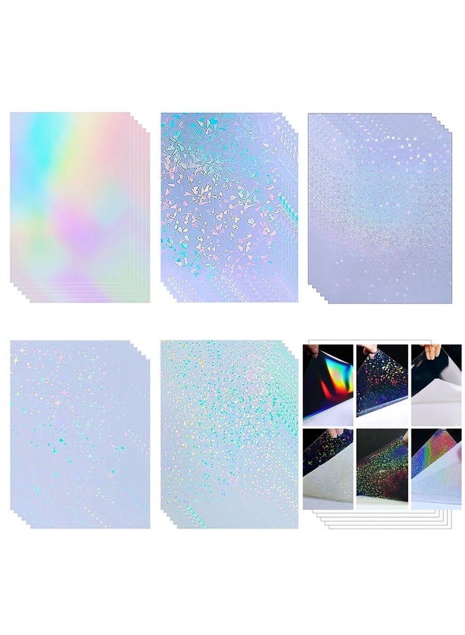 50pcs Holographic Cold Lamination Sheets A4 – 5 Styles DIY Laser Film Paper - Image 1