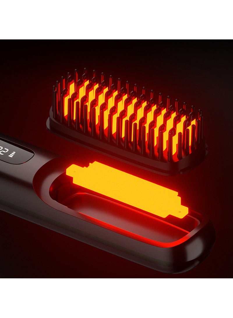 Beard Straightener for Men, Anti-Scald Heated Beard Brush,Portable Cordless Hair Straightener, Electric Hot Comb 3 Temp Settings, Ionic Mini Straightener for Home, Travel - Image 5
