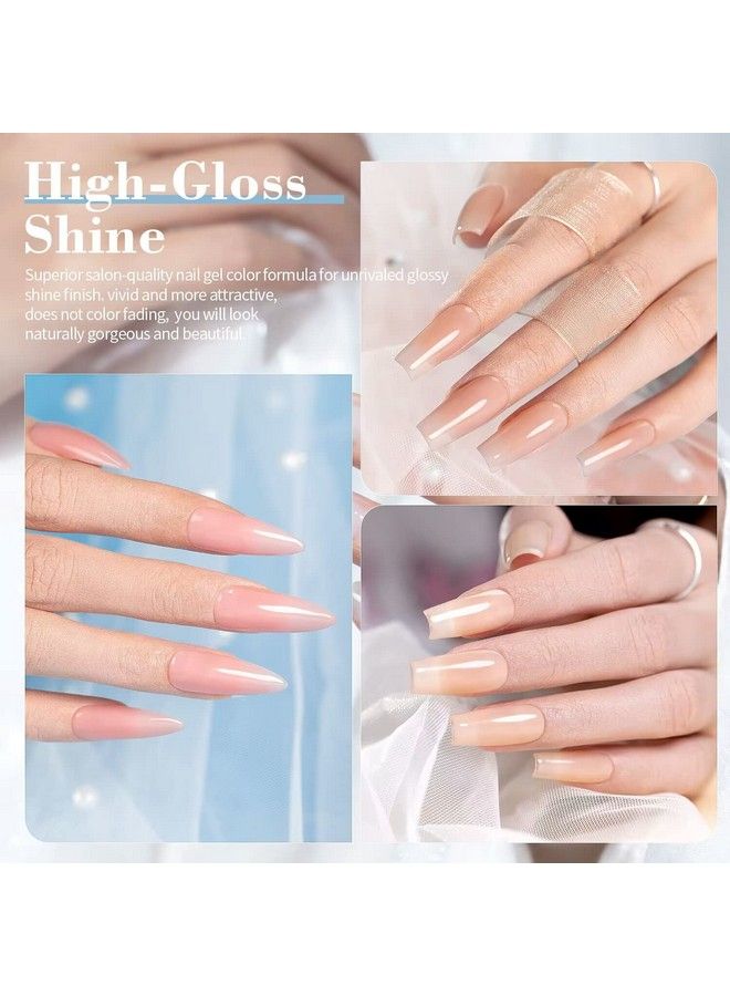 RARJSM Nude Gel Nail Polish Apricot Peach Pink Jelly Gel Polish Set Of 6 Transparent Colors 75Ml Clear Purple Sheer Wine Red Milky Mavue French Manicure Led Uv Gel Soak Off Curing Requires Home - Image 5