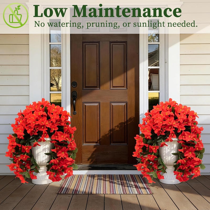 ColoPlay Artificial Bougainvillea Hanging Flowers Plants - 2 PCS faux Bougainvillea artificial flowers with Long Trailing Vines for Outdoor Decoration, Perfect for Porch, Garden, Urn Patio Balcony (Red) - Image 4