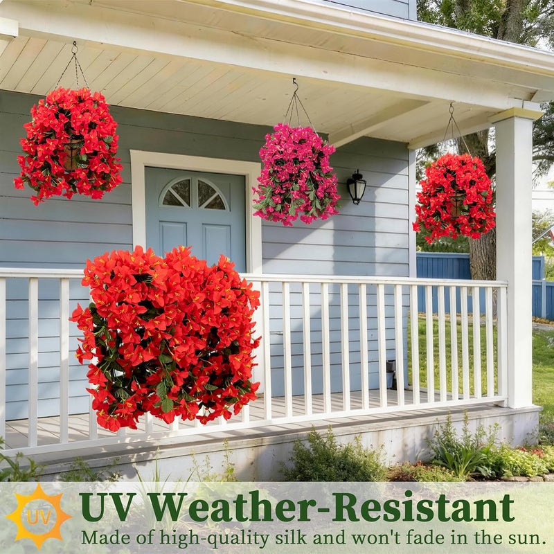 ColoPlay Artificial Bougainvillea Hanging Flowers Plants - 2 PCS faux Bougainvillea artificial flowers with Long Trailing Vines for Outdoor Decoration, Perfect for Porch, Garden, Urn Patio Balcony (Red) - Image 5