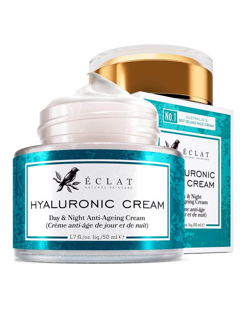 Eclat Skincare Hyaluronic Acid Face Moisturizer for Women and Men - Anti Aging Face Lotion Facial Moisturizer, Anti Wrinkle Hydrating Face Cream, Antiaging Hydrating Moisturizer, Day and Night Hyaluronic Cream  - Image 1