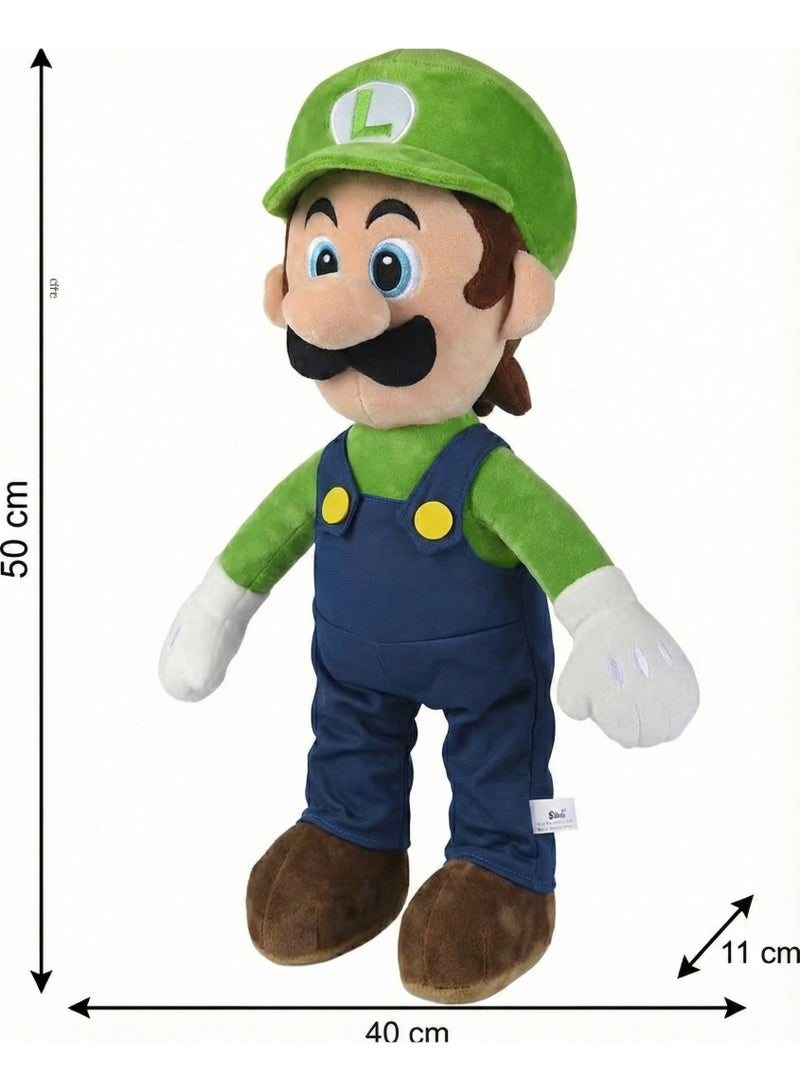 REZZOSS Plush Toy Super Mario Luigi Plush Toy 50cm – Large Soft Stuffed Animal Doll for Kids | Classic Nintendo Character Figure with Green Hat & Blue Overalls | Cuddly Bedtime Pillow Buddy | Best Birthday Gift for Boys & Girls 3+ - Image 2