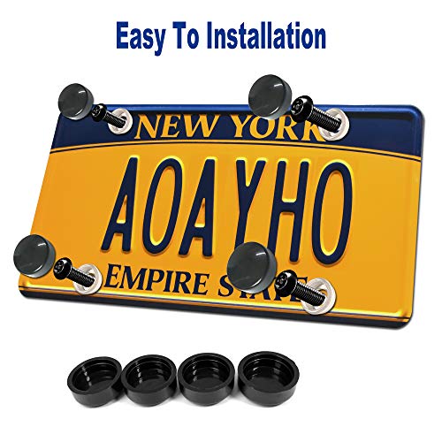Aootf Anti Theft License Plate Screws- Black Bolts for Locking Car Tag, Frame and Cover, Mounting Hardware Kit for Front/Rear, M6 Stainless Steel Screws, Caps, Fasteners Nuts, Rattle Proof Pads - Image 4