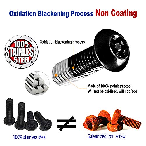 Aootf Anti Theft License Plate Screws- Black Bolts for Locking Car Tag, Frame and Cover, Mounting Hardware Kit for Front/Rear, M6 Stainless Steel Screws, Caps, Fasteners Nuts, Rattle Proof Pads - Image 2