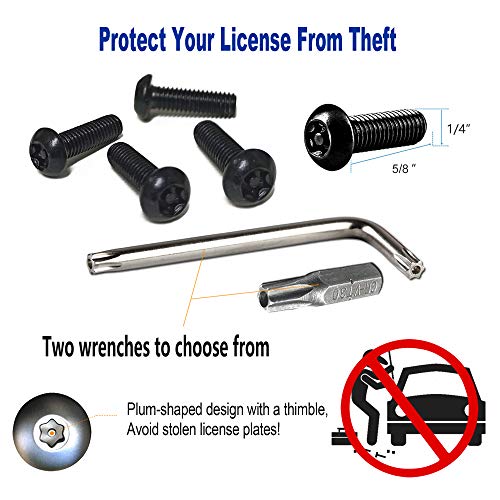 Aootf Anti Theft License Plate Screws- Black Bolts for Locking Car Tag, Frame and Cover, Mounting Hardware Kit for Front/Rear, M6 Stainless Steel Screws, Caps, Fasteners Nuts, Rattle Proof Pads - Image 3