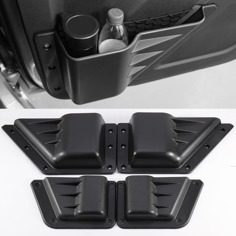 Tempsnow Door Side Cup Holder Storage Pocket for Ford Bronco 4 Door 2025 2024 2023 2022 2021 Side Door Storage Pocket FrontRear Door Cup Holder Organizer Box for Bronco