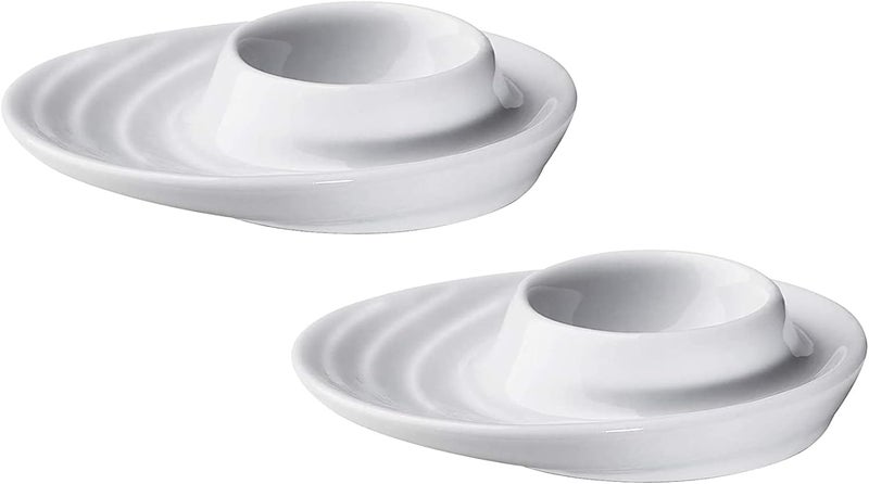 Küchenprofi Set of 2 Egg Cups with Oval Base, White Porcelain Egg Holders for Hard or Soft Boiled Eggs, 3.5-Inch by 4-Inch - Image 1