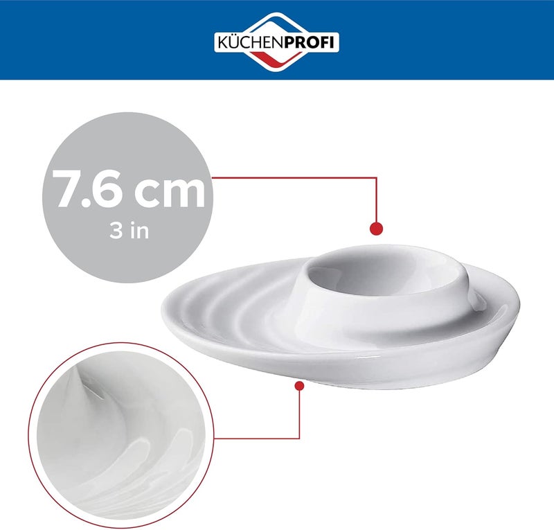 Küchenprofi Set of 2 Egg Cups with Oval Base, White Porcelain Egg Holders for Hard or Soft Boiled Eggs, 3.5-Inch by 4-Inch - Image 2