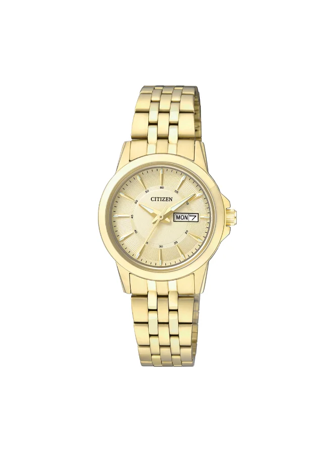 CITIZEN Women's Stainless Steel Strap with Gold Plating Quartz Standard Watch EQ0603-59P - 27.5 mm