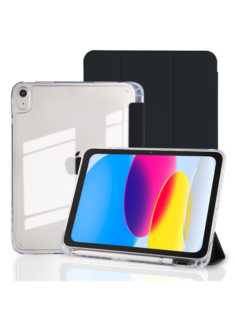 for iPad 2025 (11th Generation) A16 11-inchCase Cover ,Transparent Airbag With Pen Slot For Anti Drop, Tablet Protective Cover, Triple Fold Multi Angle Design, Automatic Wake-up/sleep, Soft Leather，Blick - Image 1