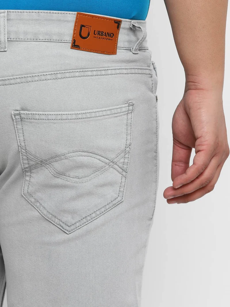 Urbano Fashion  Urbano Plus Men's Light Grey Regular Fit Washed Denim Bootcut Jeans Stretchable  | Best Price UAE