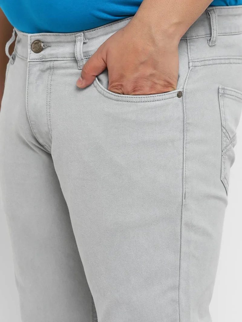Urbano Fashion  Urbano Plus Men's Light Grey Regular Fit Washed Denim Bootcut Jeans Stretchable  | Best Price UAE
