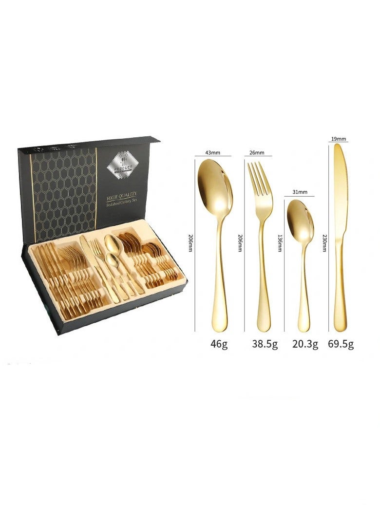 general Stainless steel tableware 24-piece set, western tableware, steak knife, fork, spoon, gift box, tableware set, suitable for gifts for family and friends - Image 2