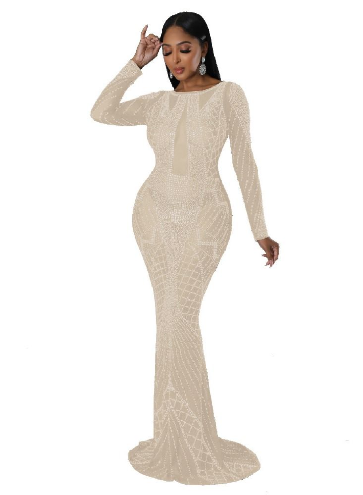 Loquat Fashion New Hot Drill Backless Evening Dress 