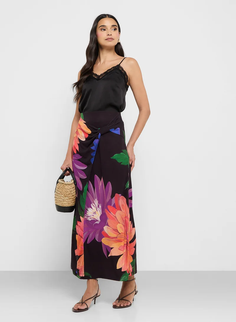 Ted Baker Printed Asymmetric High Waist Skirt