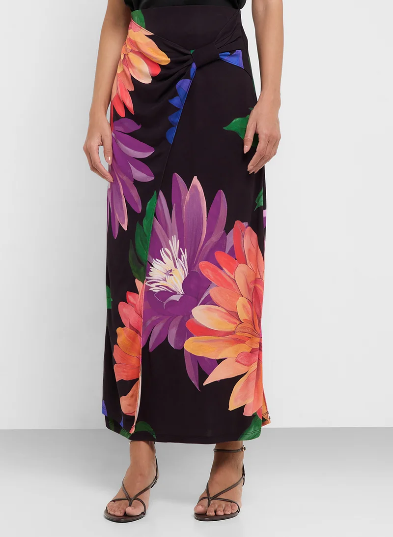 Ted Baker Printed Asymmetric High Waist Skirt