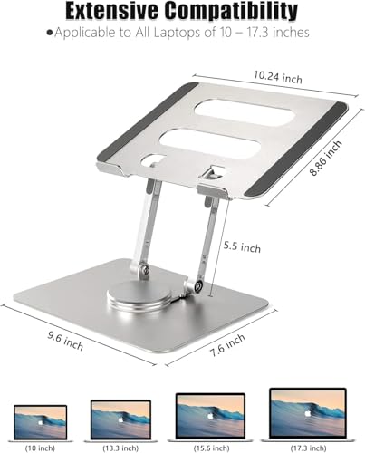 Vortex D086Silver Laptop Stand Ultimate CuttingEdge Durable Convenient Secure Cooling Aluminum 360degree Effortlessly Rotating Innovative Design Comfort and FlexibleSilver - Image 3