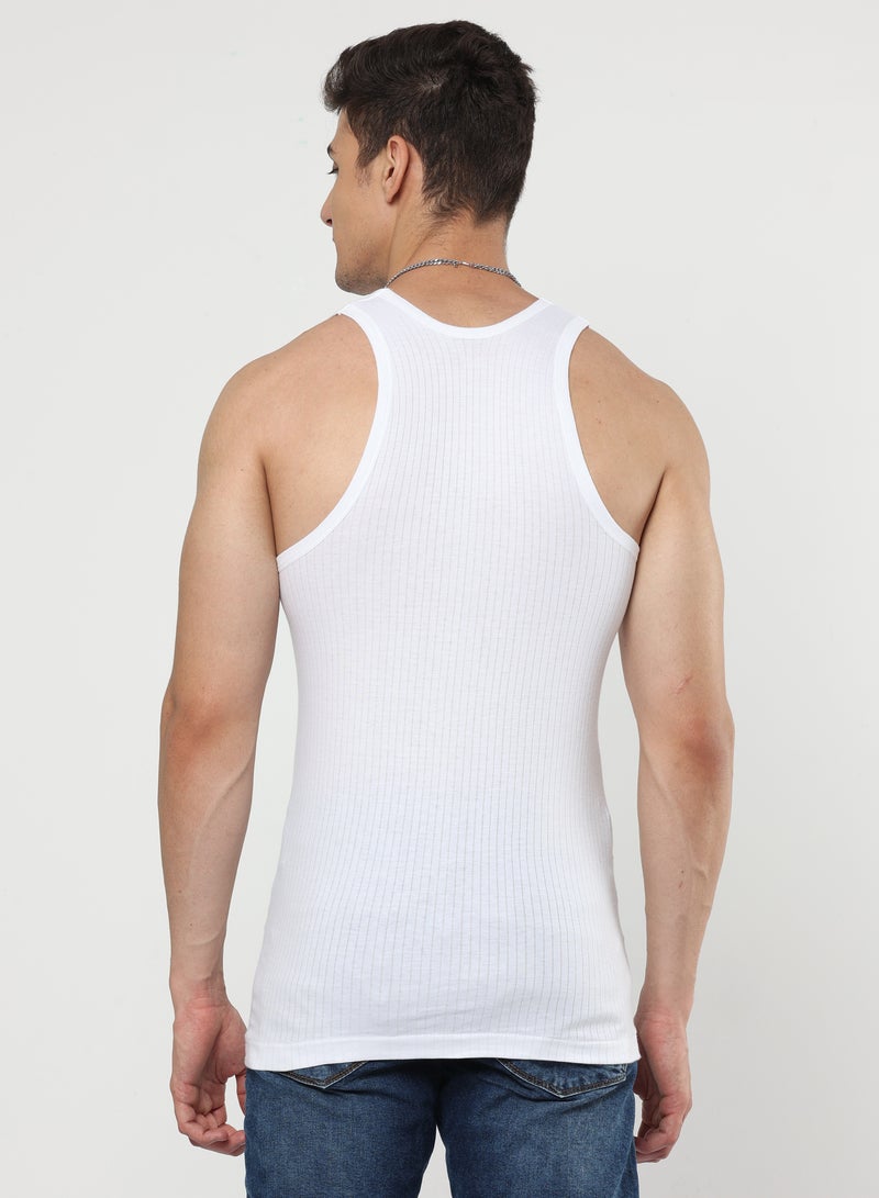 Platinum Collection Double-Knit 100% Cotton Mens Vest Undershirt Tank Top Ultrasoft Breathable Sleeveless Sando Pack of 3 image 8